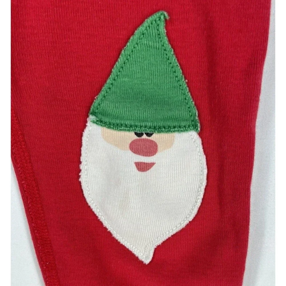 Hanna Andersson Size 80 18-24M Pajamas Christmas Red Santa Long Johns Sleeper